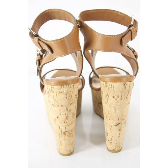 Miu Miu Brown Leather Studded Platform Wedge Sandals - Picture 11 of 12
